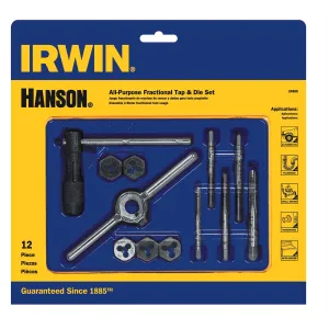 12 Piece Machine Screw / Fractional Tap and Hex Die Set HAN24605