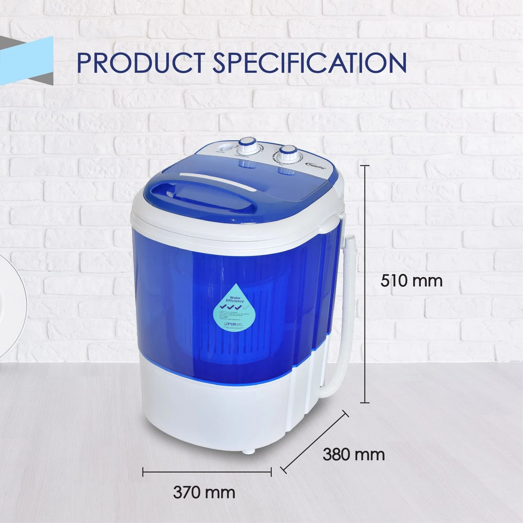 2in1 Mini Washing Machine - 15 Mins Fast Laundry (PPW820)