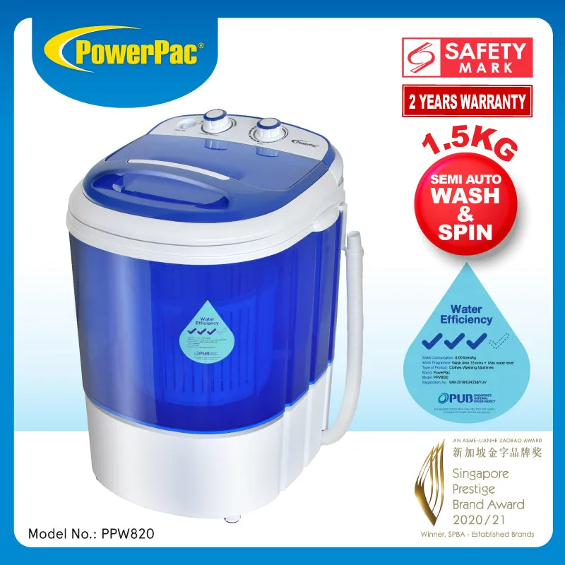 2in1 Mini Washing Machine - 15 Mins Fast Laundry (PPW820)