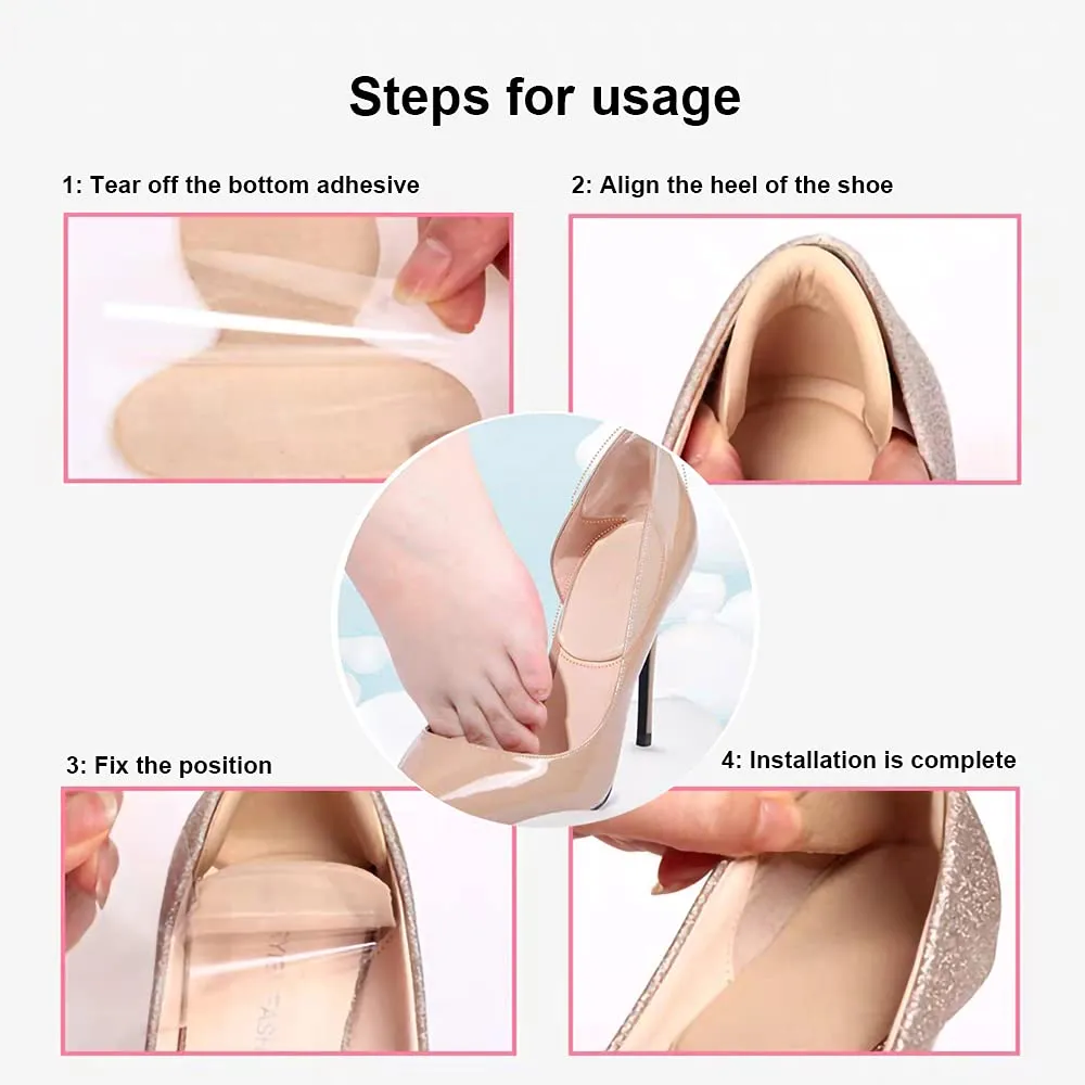 4 Pairs, high Heel Shoe Insole, Achilles Tendon Protection Insole, Soft and Comfortable, self-Adhesive Heel Gel Insole, Cushioning Fasciitis, Heel Spurs.