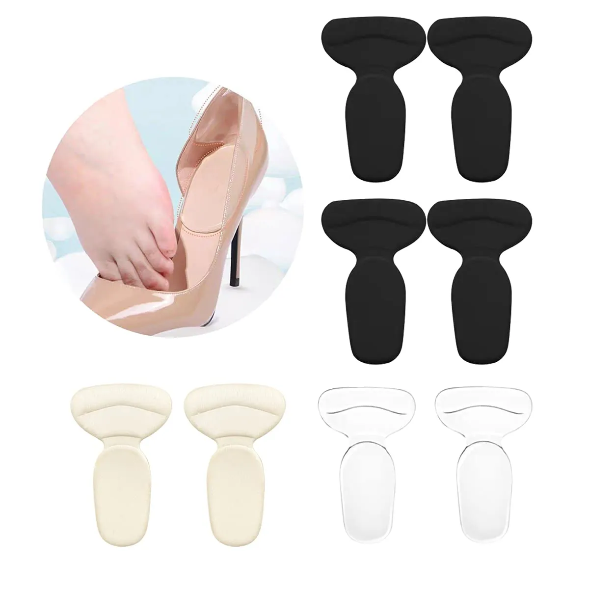 4 Pairs, high Heel Shoe Insole, Achilles Tendon Protection Insole, Soft and Comfortable, self-Adhesive Heel Gel Insole, Cushioning Fasciitis, Heel Spurs.