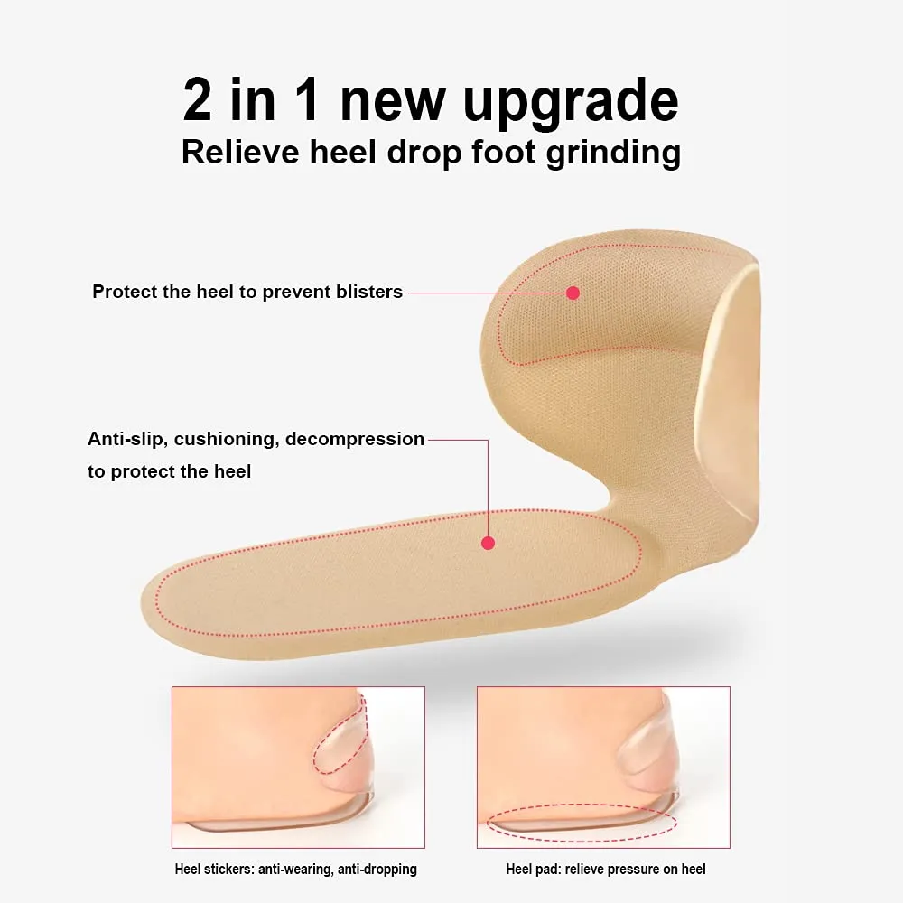 4 Pairs, high Heel Shoe Insole, Achilles Tendon Protection Insole, Soft and Comfortable, self-Adhesive Heel Gel Insole, Cushioning Fasciitis, Heel Spurs.