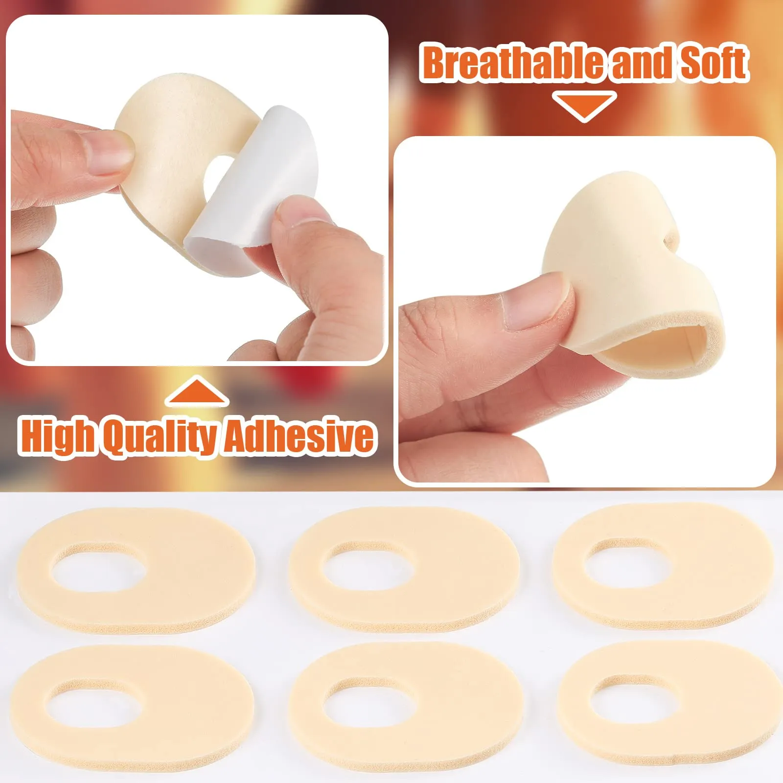 72 Count Soft Foam Callus Cushions Oval Corn Cushion Pads Self Stick Adhesive Foot Care Cushions Waterproof Corn Protectors for Feet Women Men (Beige) Beige