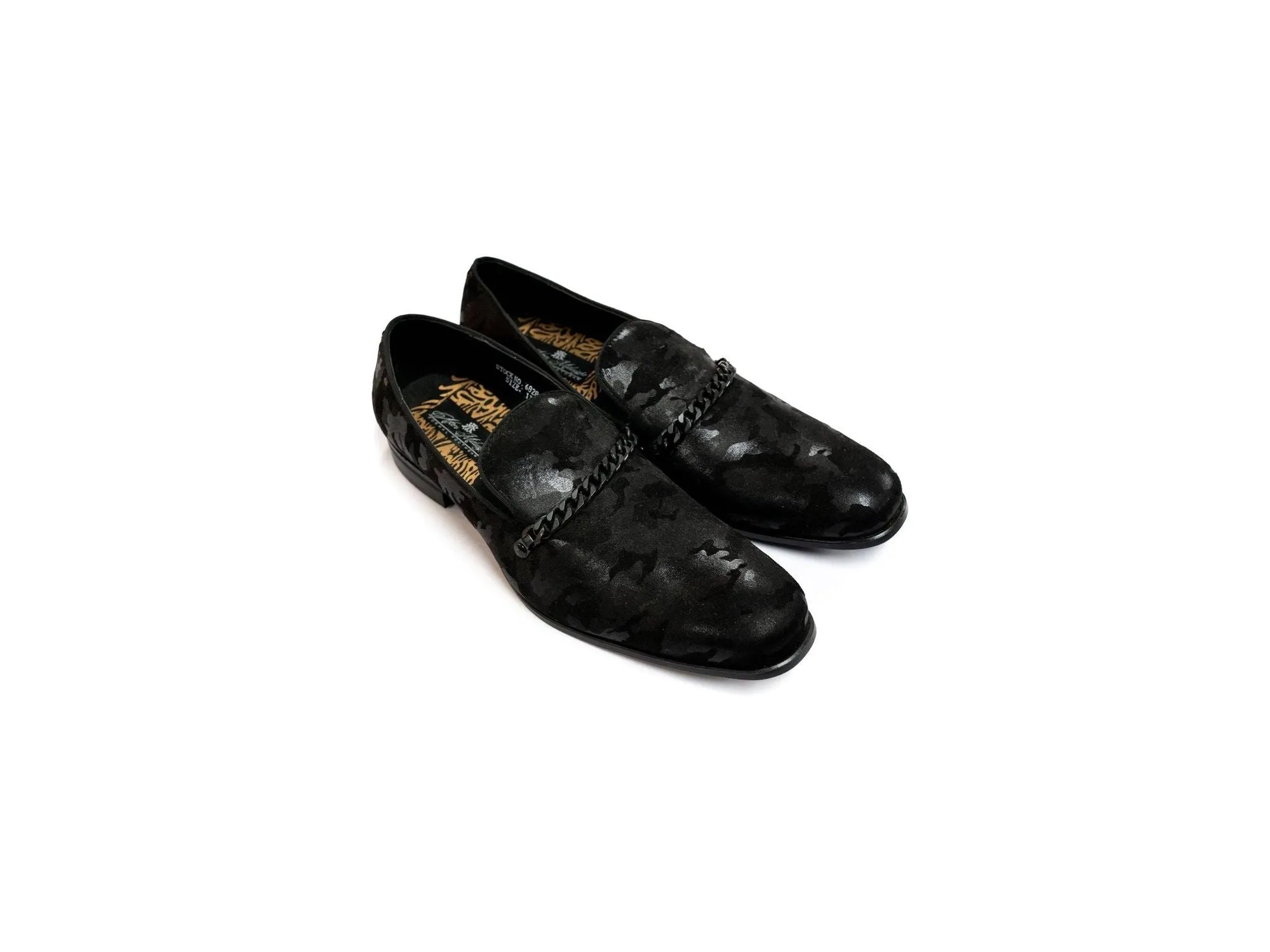 After Midnight Tonal Camo with Cuban Chain Formal Loafer in Black