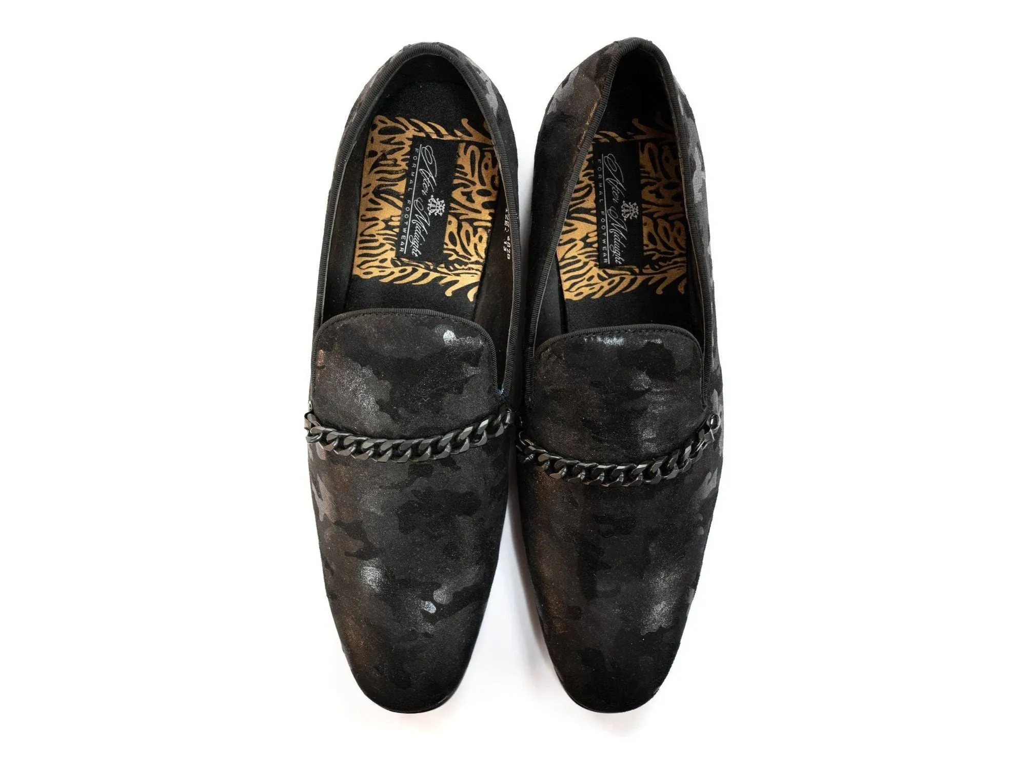 After Midnight Tonal Camo with Cuban Chain Formal Loafer in Black