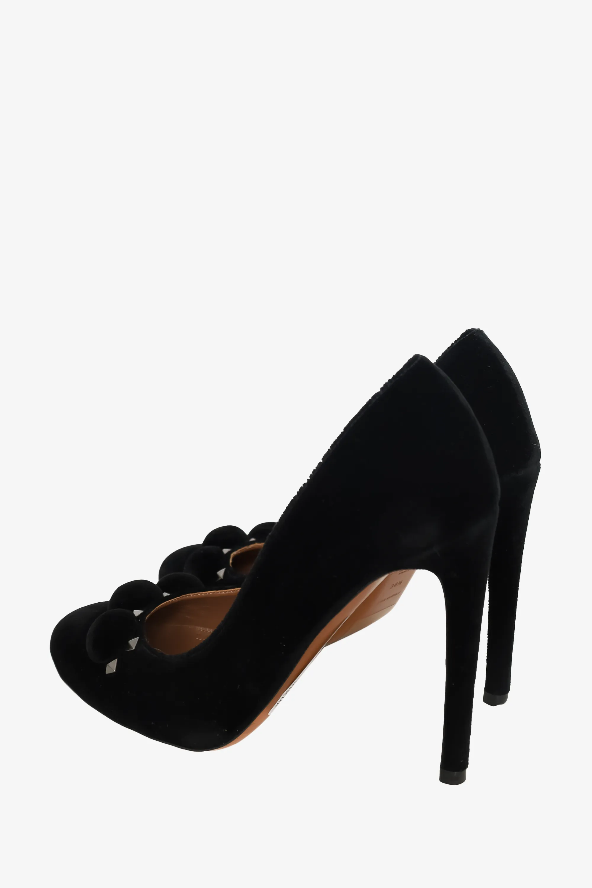 Alaïa Black Velvet Pom Studded Heels Size 38.5