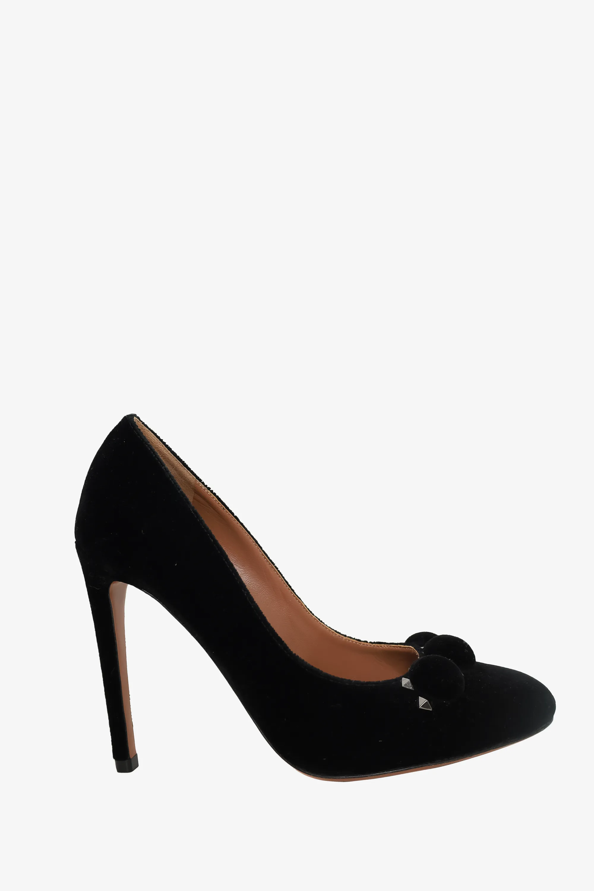 Alaïa Black Velvet Pom Studded Heels Size 38.5