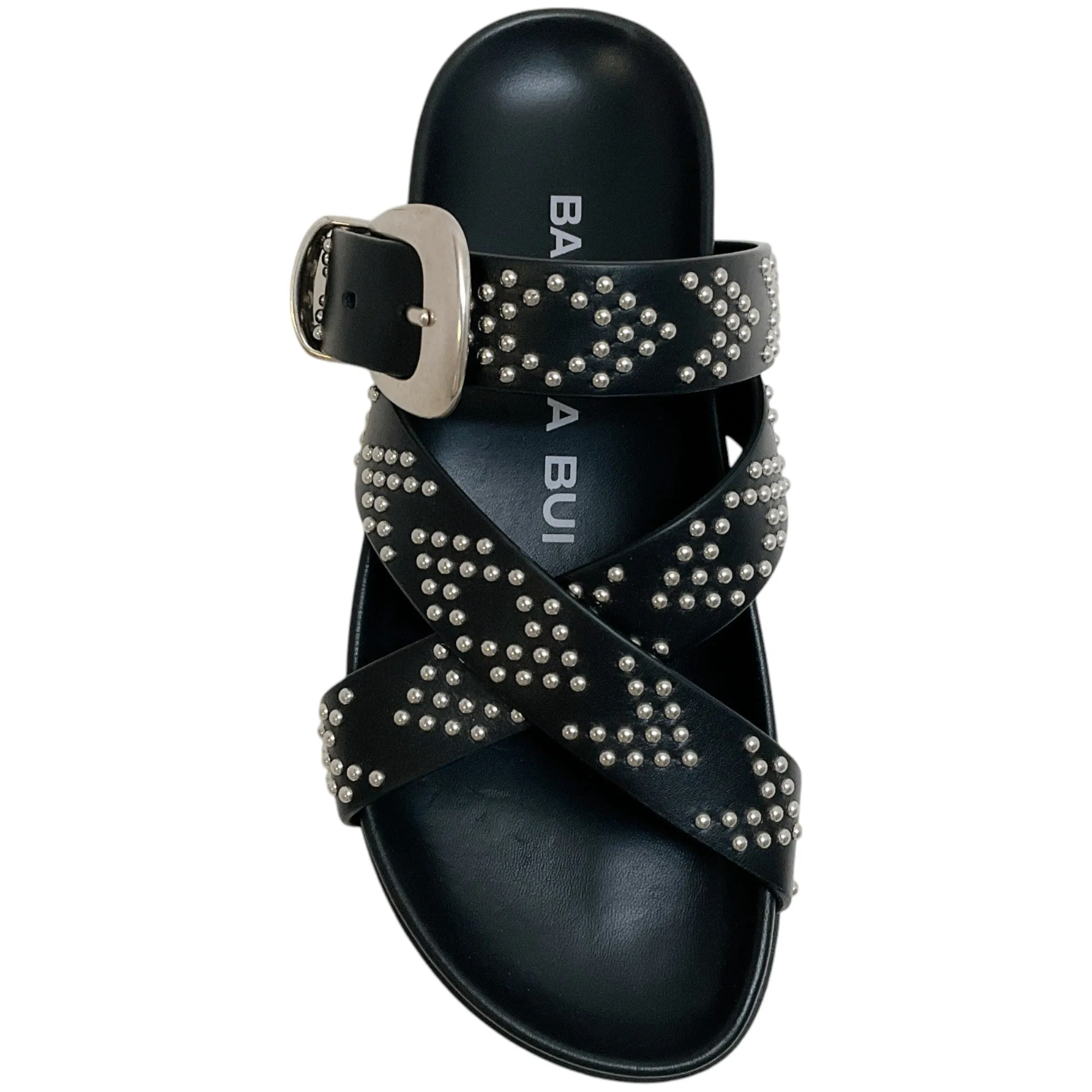 Barbara Bui Black Leather Studded Slide Sandals