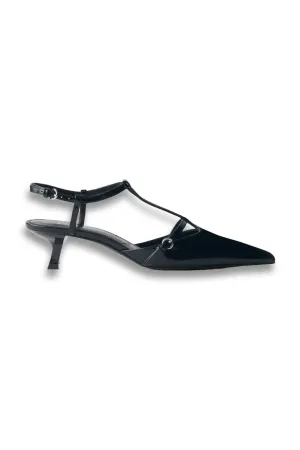 Bebi Leather Kitten Heel Court Shoes, Black