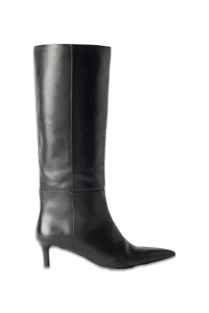 Black Leather Long Boots