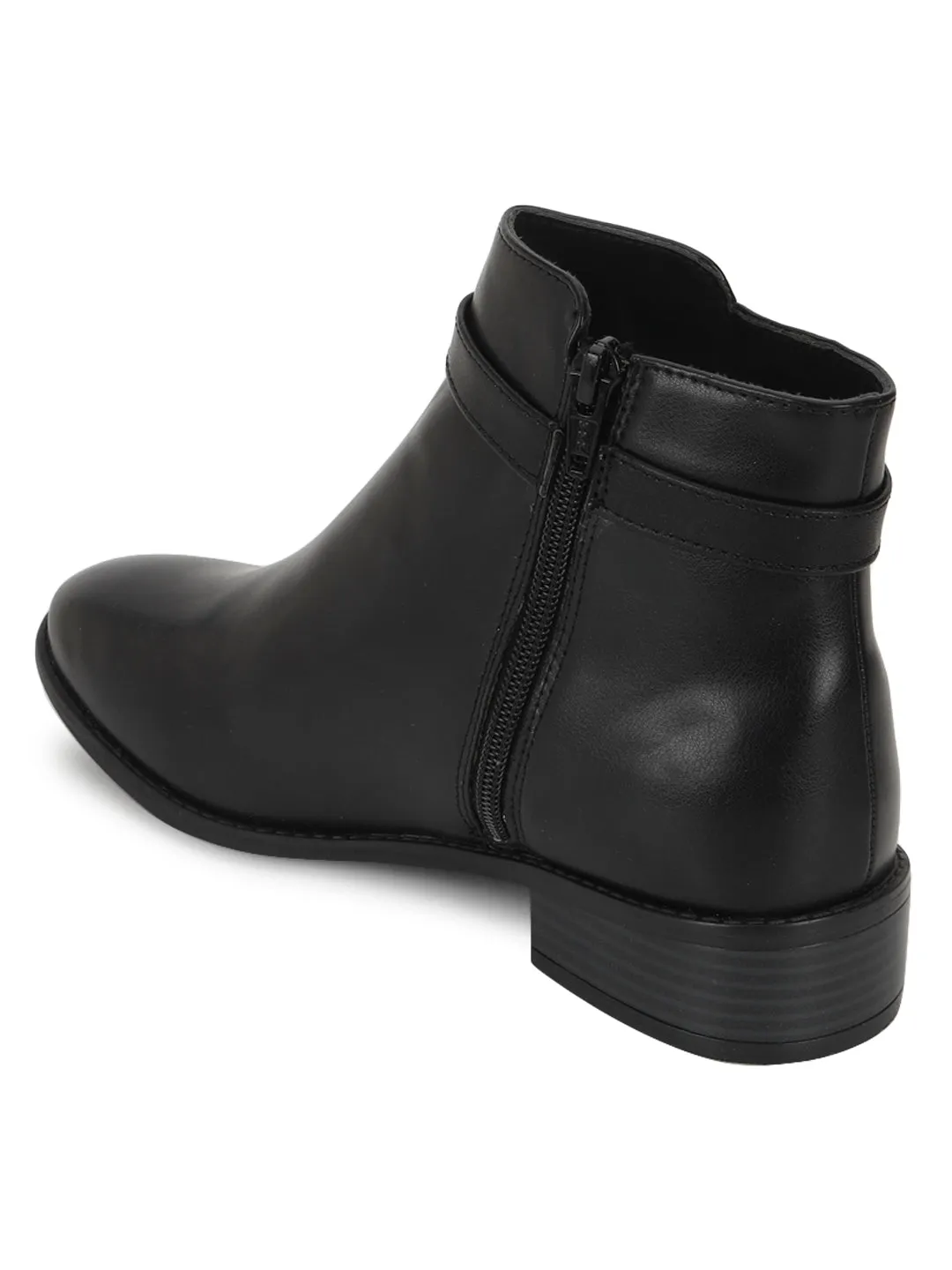 Black PU High-End-Fashion Stylish Ankle Boots (TC-OS-BO-02-BLKPU)