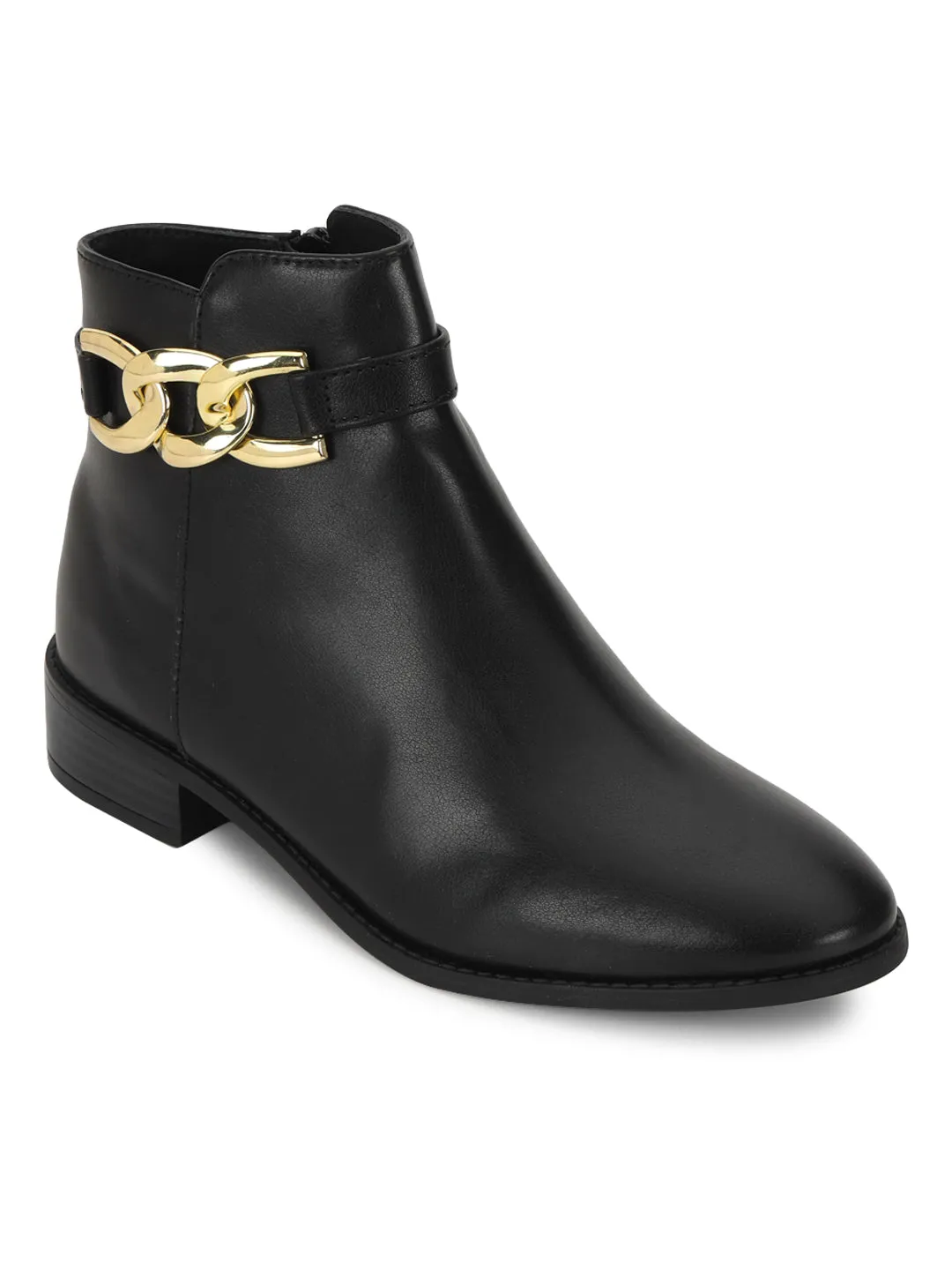 Black PU High-End-Fashion Stylish Ankle Boots (TC-OS-BO-02-BLKPU)