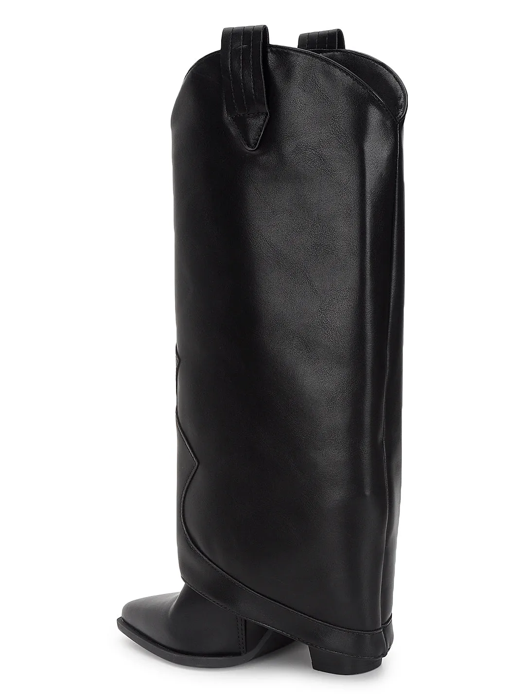 Black PU High-End-Fashion Stylish Knee Boots (TC-RS3672-BLK)