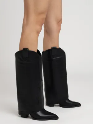 Black PU High-End-Fashion Stylish Knee Boots (TC-RS3672-BLK)