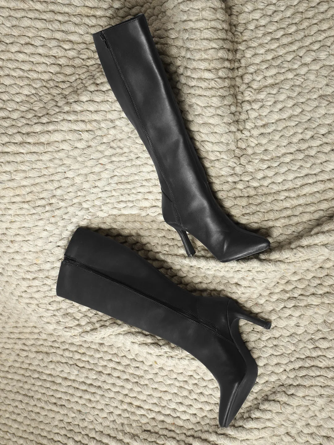 Black PU Stiletto Long Boots (TC-ST-1289-BLKPU)