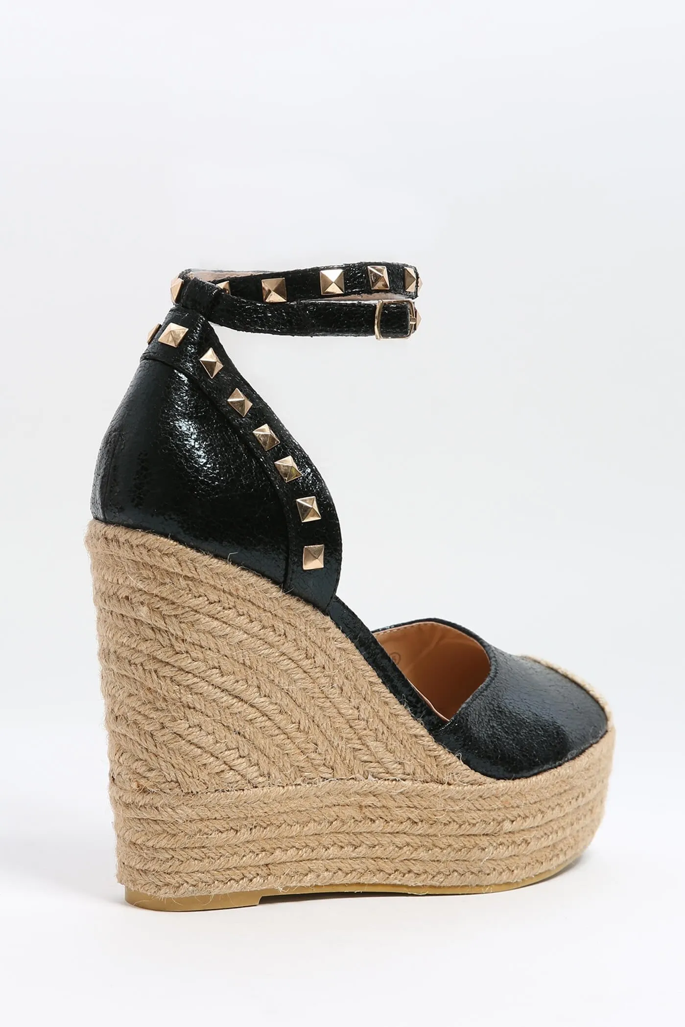 Black Studded Heel Wedge