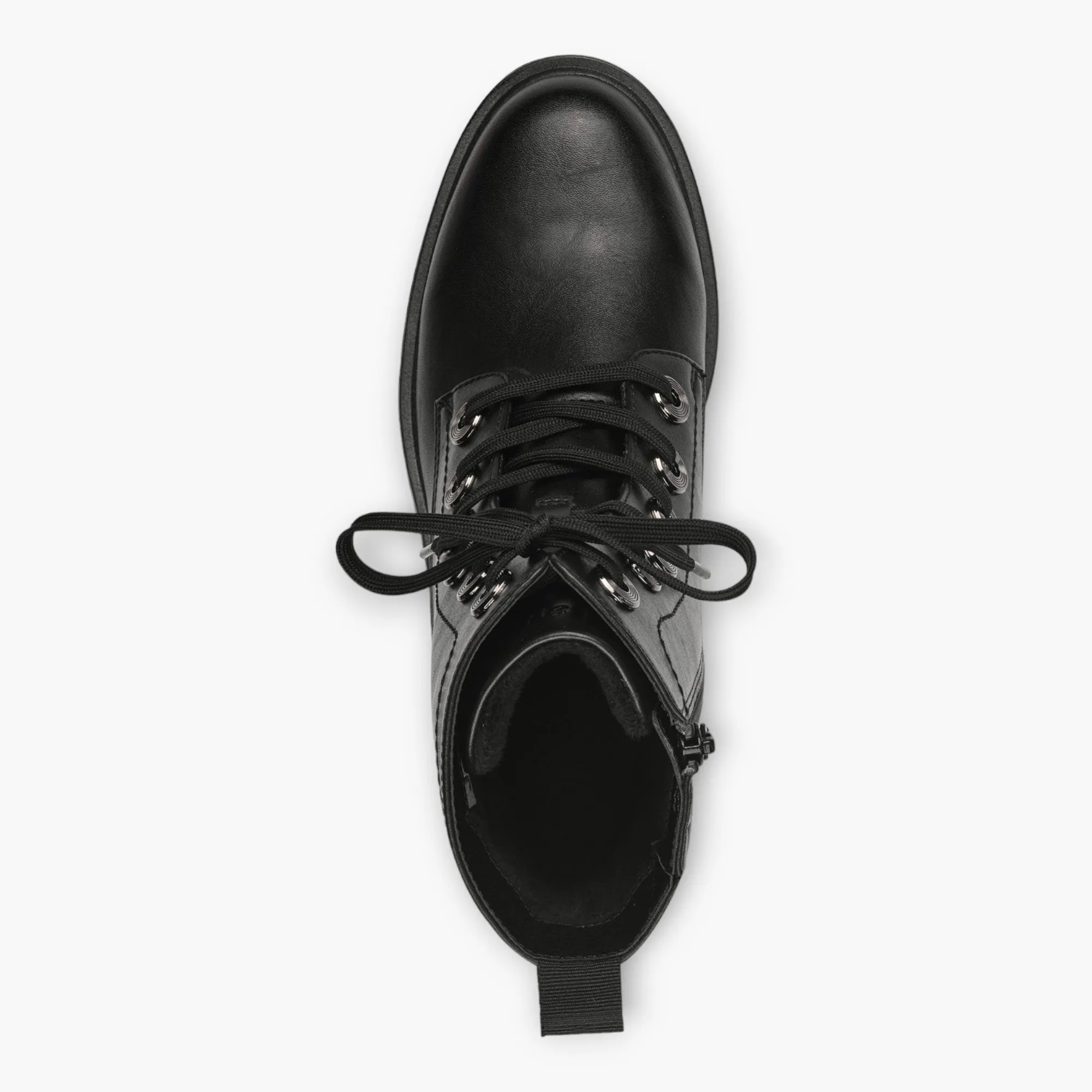 Black Women's Lace-Up Boots with Block Heel