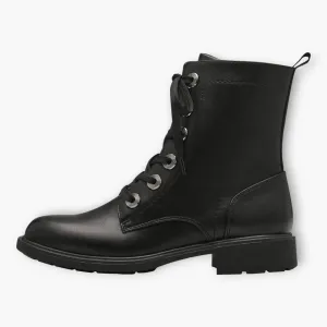 Black Women's Lace-Up Boots with Block Heel