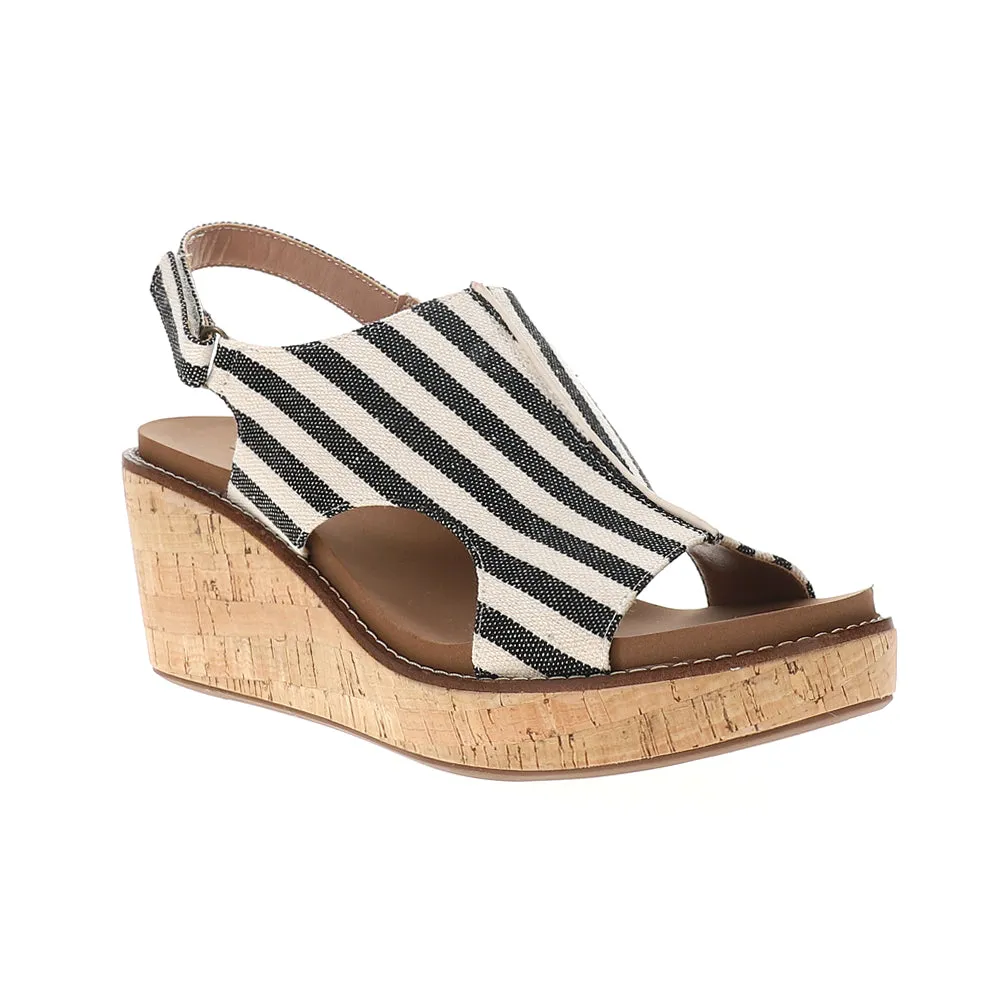 Carley Studded Striped Wedge Sandals