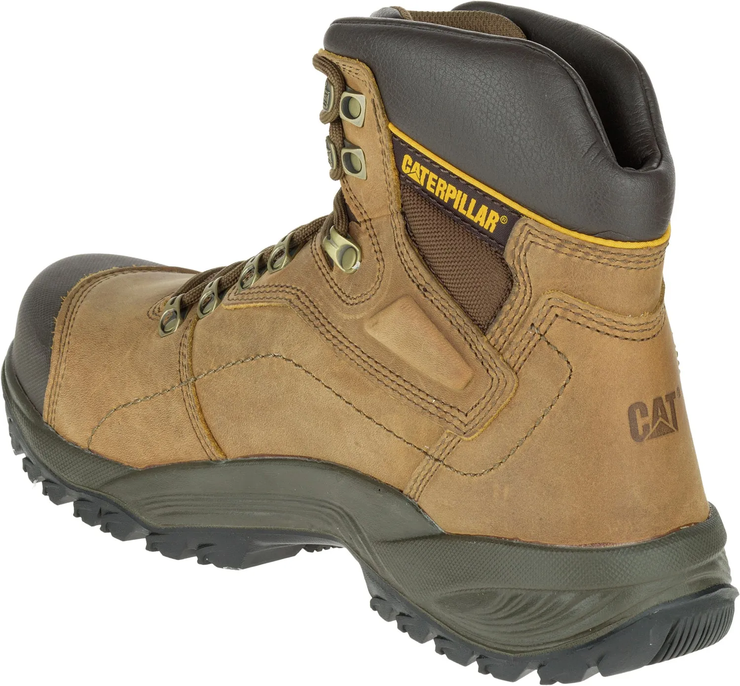 CAT Mens Diagnostic Hi St Dark Beige Leather Work Boots