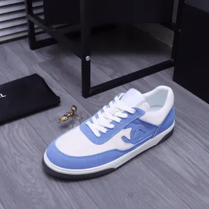 CC BLUE WHITE SUEDE LOW TOP SNEAKERS