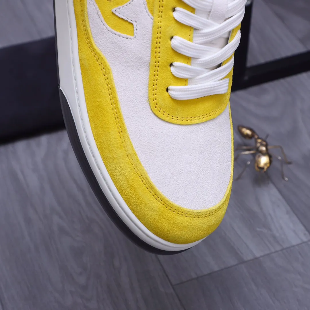 CC YELLOW WHITE SUEDE LOW TOP SNEAKERS