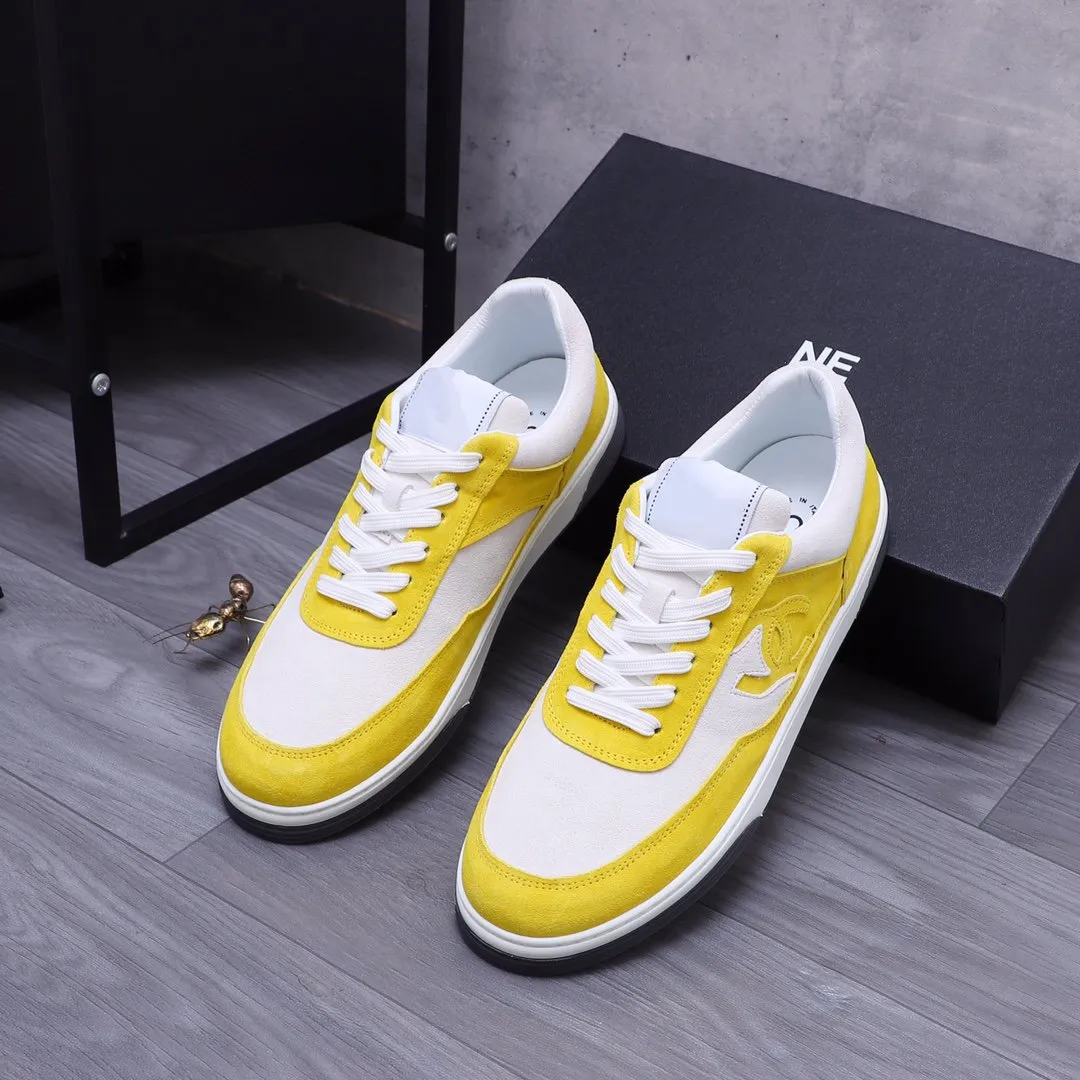 CC YELLOW WHITE SUEDE LOW TOP SNEAKERS