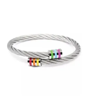 Celtic Bangle Double Rainbow Silver