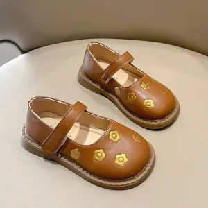 Children's Casual Shoes - Leather Embroidered Flat Shoes - TSS220