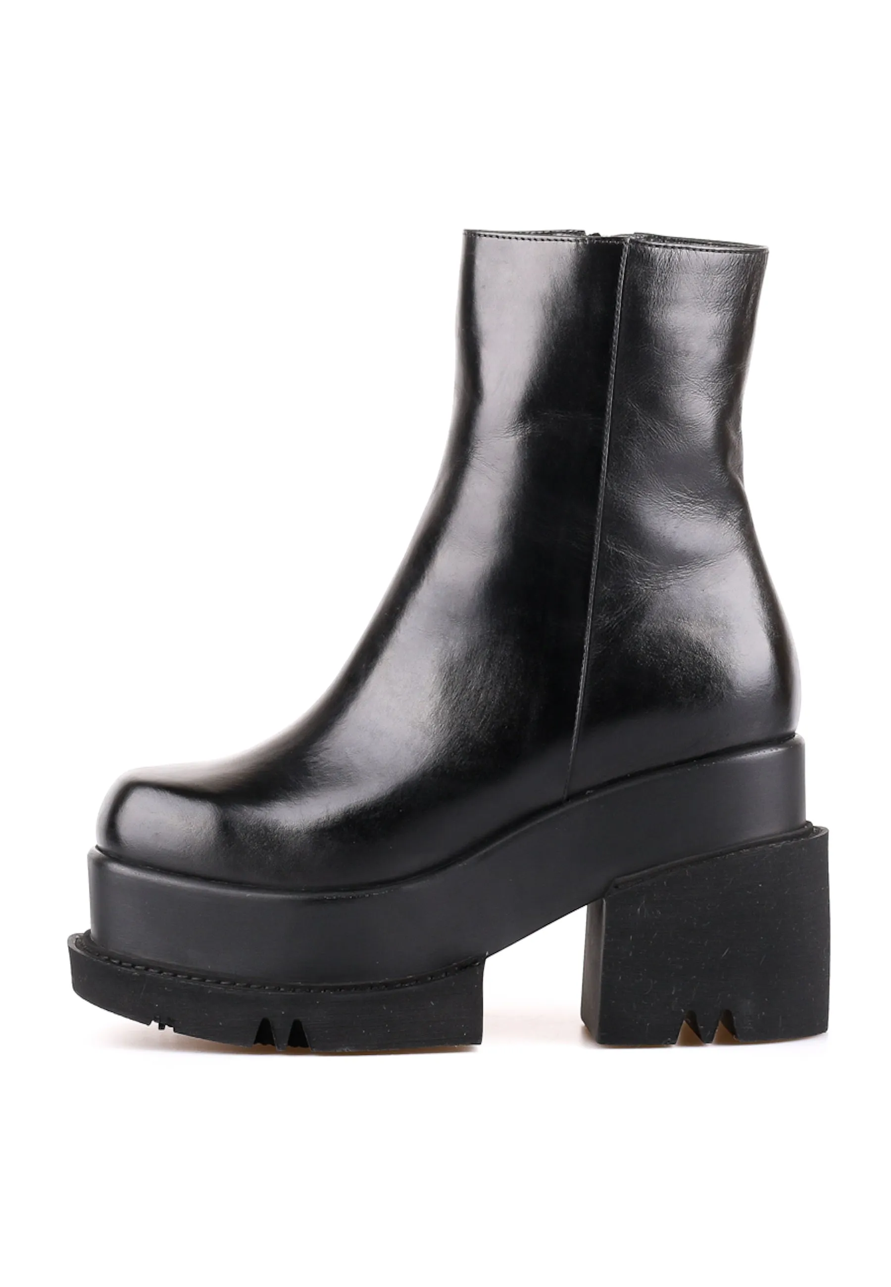 Chunky Platform Leather Ankle Boots