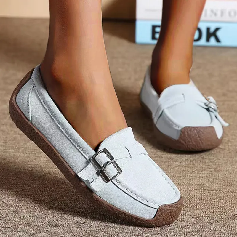 Cilool Leather Flat-bottomed Casual Shoes