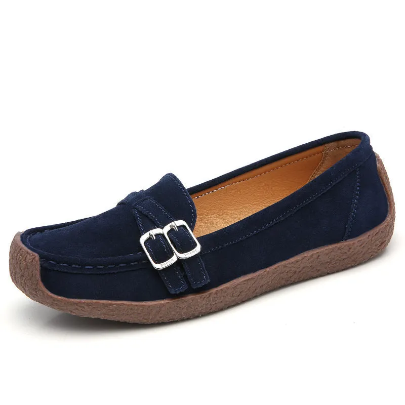 Cilool Leather Flat-bottomed Casual Shoes