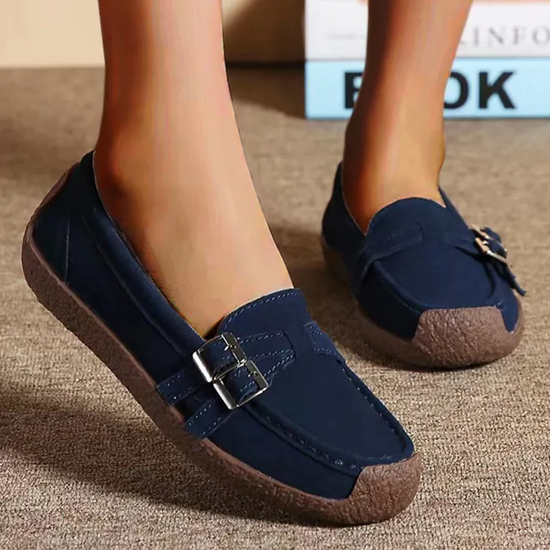 Cilool Leather Flat-bottomed Casual Shoes