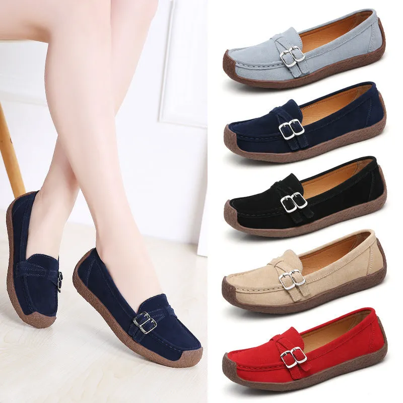 Cilool Leather Flat-bottomed Casual Shoes