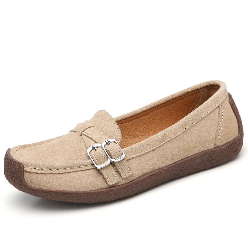 Cilool Leather Flat-bottomed Casual Shoes