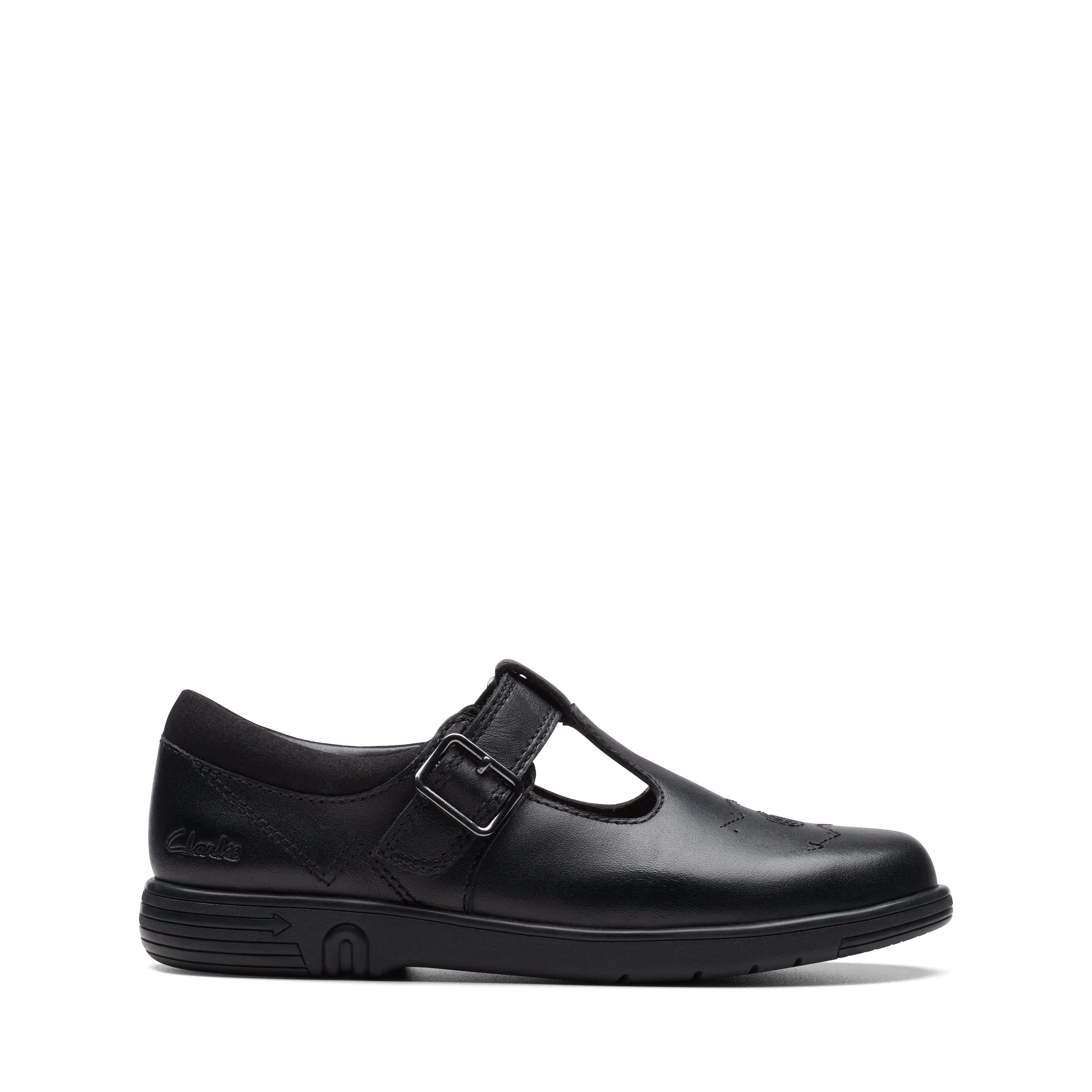 Clarks Jazzy Tap Girls Black T-bar School Shoe