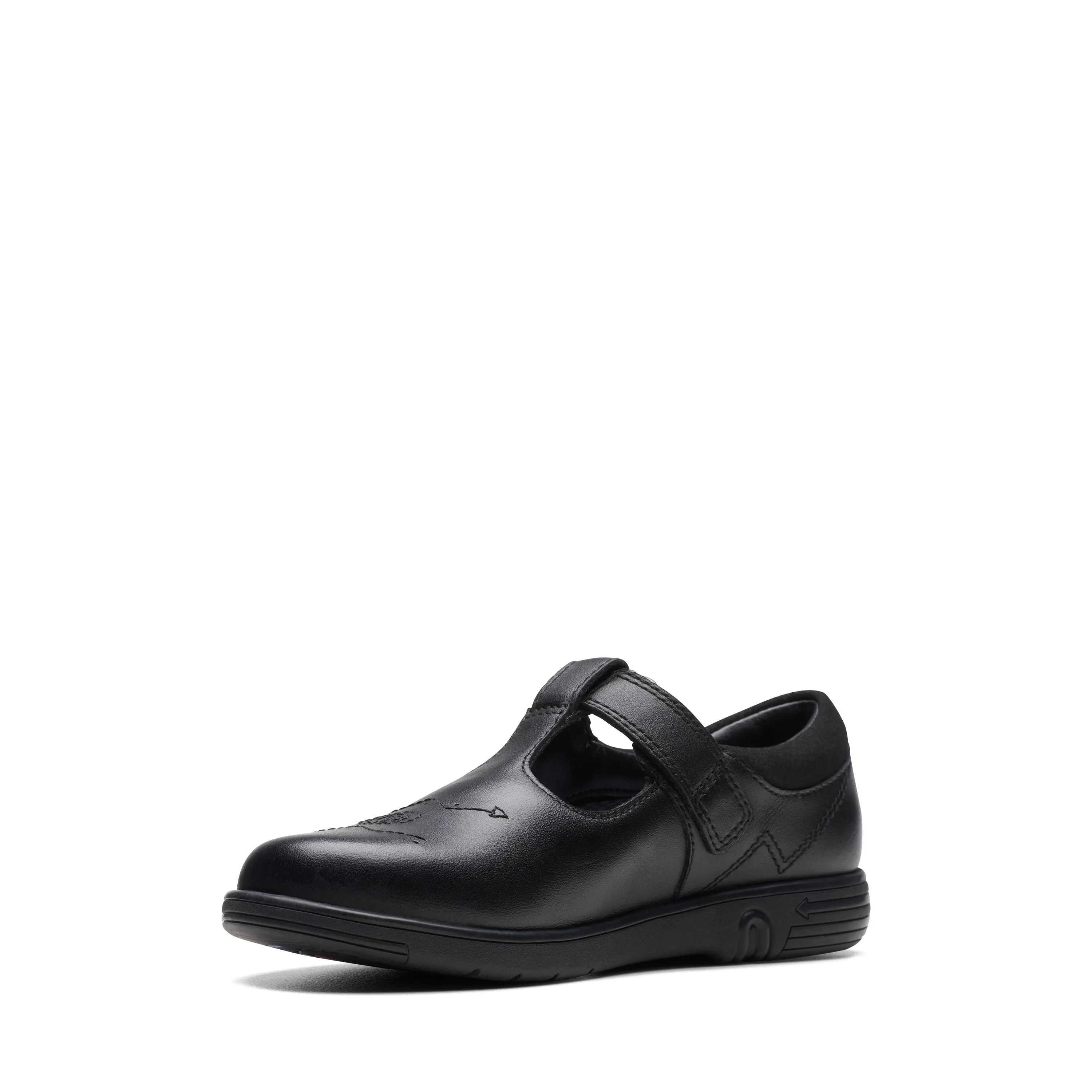 Clarks Jazzy Tap Girls Black T-bar School Shoe