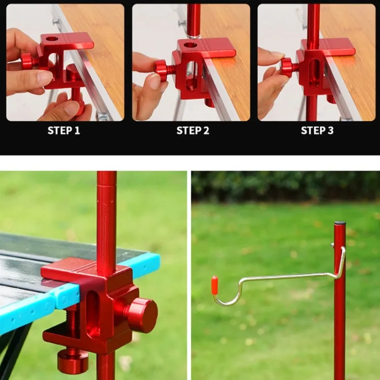 CLS Outdoor Aluminum Alloy Mini Simple Light Stand Camping Foldable Fixed Light Bracket(Red)