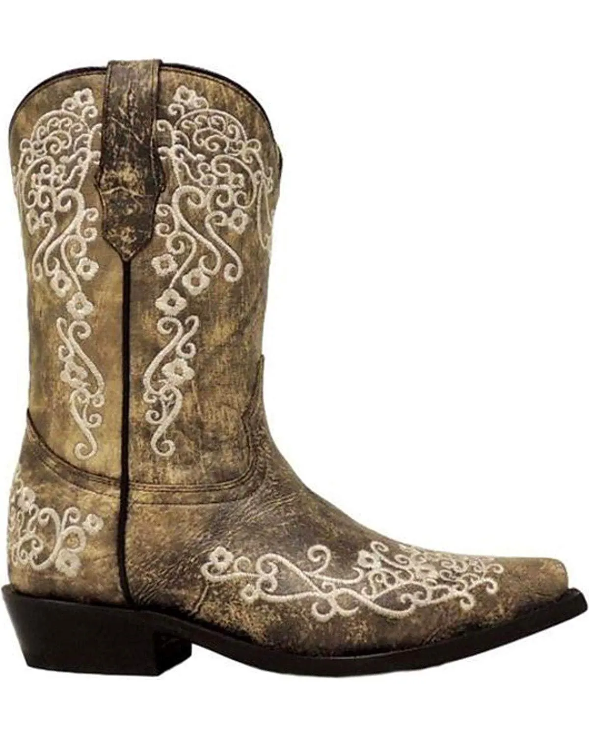 Corral Girl's Embroidered Boot Snip Toe, 9.5