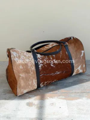 Cowhide Duffle Bag With Shoe Compartment