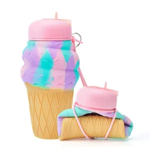 Cute Cartoon Foldable Sports Water Bottle, Color: Ice Cream