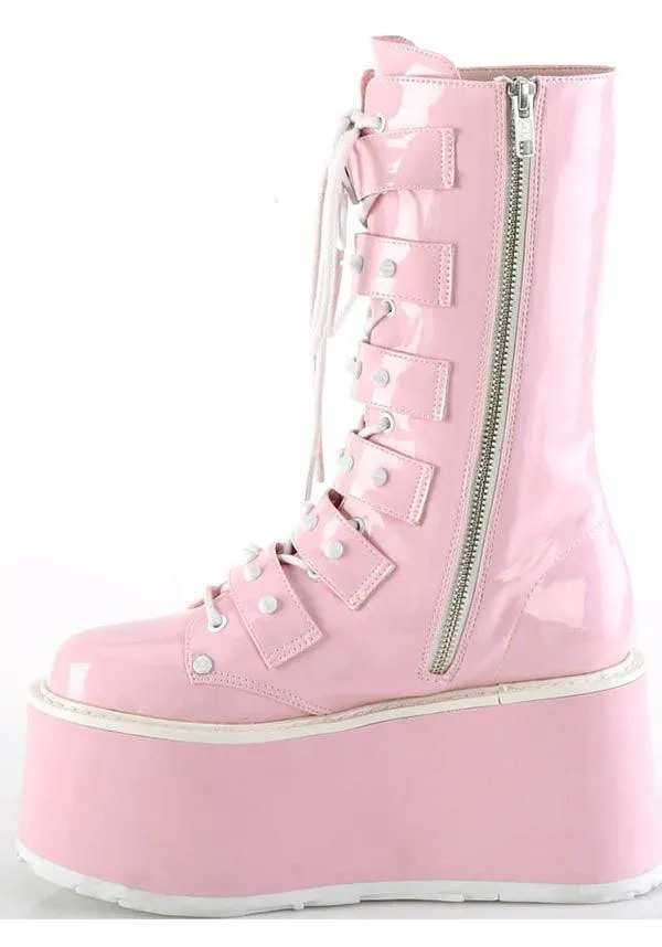 DAMNED-225 [Pink Holo Patent] | PLATFORM BOOTS [PREORDER]