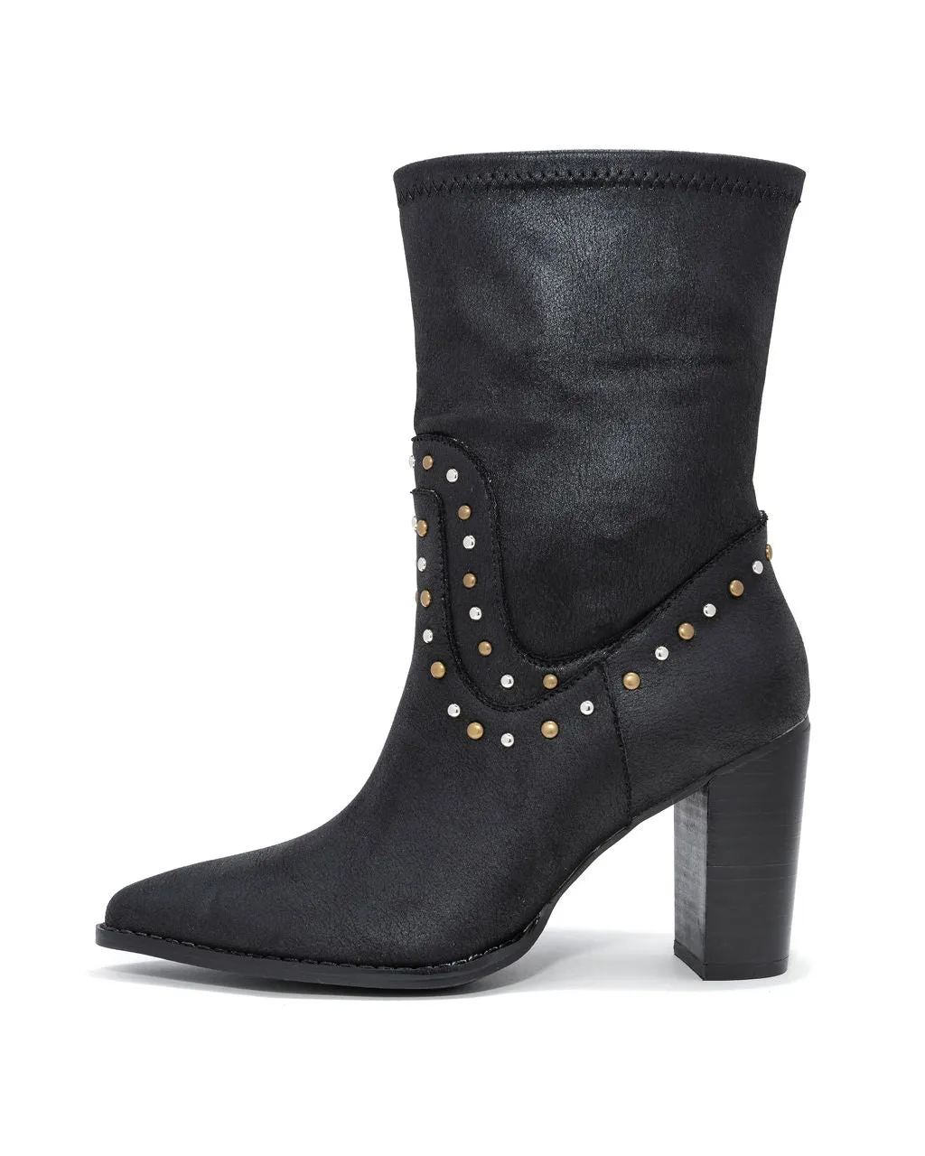 Dina Studded Faux Leather Heeled Boot