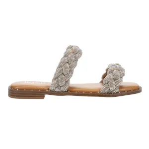 Don't Get it Twisted Braided Rhinestone Slide Sandals