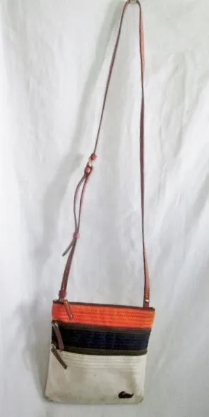 DOONEY & BOURKE Mini Shoulder Bag Crossbody Swingpack Purse Stripe WHITE ORANGE BLACK