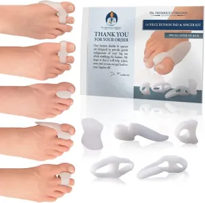 Dr. Frederick's Original 14-Piece Bunion Corrector Kit - Fast Relief for Bunions & Overlapping Toes - For Men & Women - Soft Gel Pads, Spacers, & Separators - For No Surgery Required