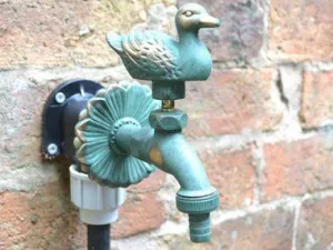 Duck Ornamental Verdigris Garden Tap