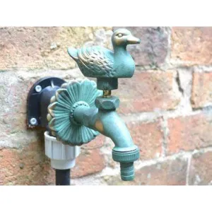 Duck Ornamental Verdigris Garden Tap