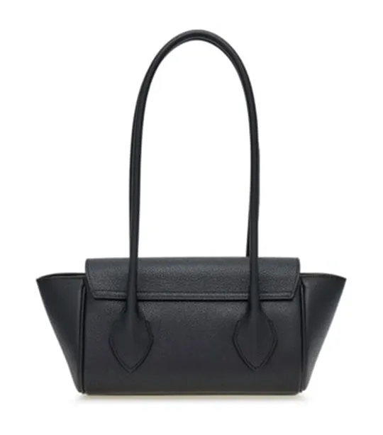 East-West Tote Bag (S) Hammered Calfskin Black