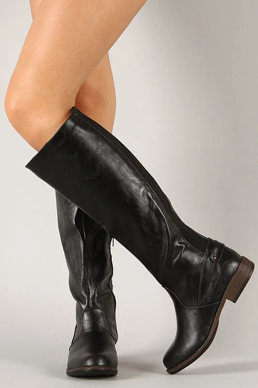 Elastic Back Round Toe Riding Knee High Boot